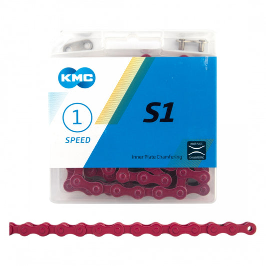 KMC S1 CHAIN - SINGLE SPEED 1/2" - 1/8" 112 LINKS PINK
