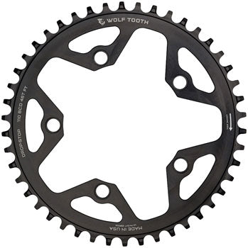 Wolf Tooth 110 BCD Cyclocross and Road Chainring - 38t, 110 BCD, 5-Bolt, Drop-Stop B, 10/11/12-Speed Eagle and Flattop Compatible, Black