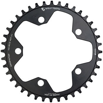 Wolf Tooth 110 BCD Cyclocross and Road Chainring - 38t, 110 BCD, 5-Bolt, Drop-Stop B, 10/11/12-Speed Eagle and Flattop Compatible, Black