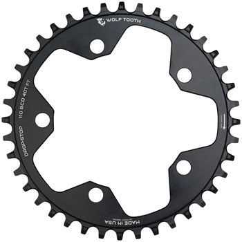 Wolf Tooth 110 BCD Cyclocross and Road Chainring - 38t, 110 BCD, 5-Bolt, Drop-Stop B, 10/11/12-Speed Eagle and Flattop Compatible, Black