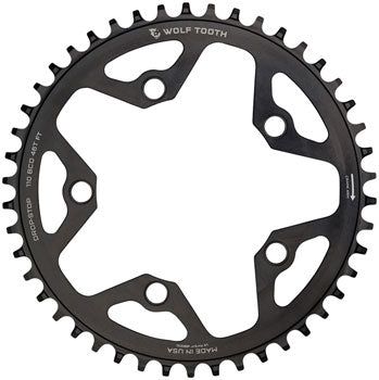 Wolf Tooth 110 BCD Cyclocross and Road Chainring - 38t, 110 BCD, 5-Bolt, Drop-Stop B, 10/11/12-Speed Eagle and Flattop Compatible, Black