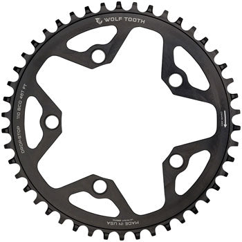 Wolf Tooth 110 BCD Cyclocross and Road Chainring - 38t, 110 BCD, 5-Bolt, Drop-Stop B, 10/11/12-Speed Eagle and Flattop Compatible, Black