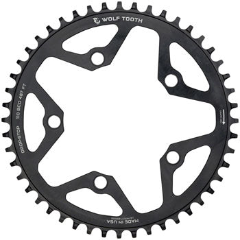Wolf Tooth 110 BCD Cyclocross and Road Chainring - 38t, 110 BCD, 5-Bolt, Drop-Stop B, 10/11/12-Speed Eagle and Flattop Compatible, Black