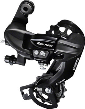 Shimano Tourney RD-TY300-SGS Rear Derailleur - 6,7 Speed, Long Cage, Black, Dropout Claw Hanger
